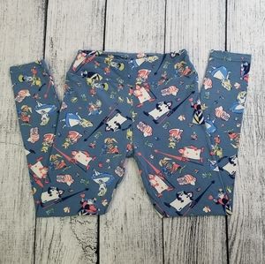 LulaRoe Light Blue Alice in Wonderland Leggings